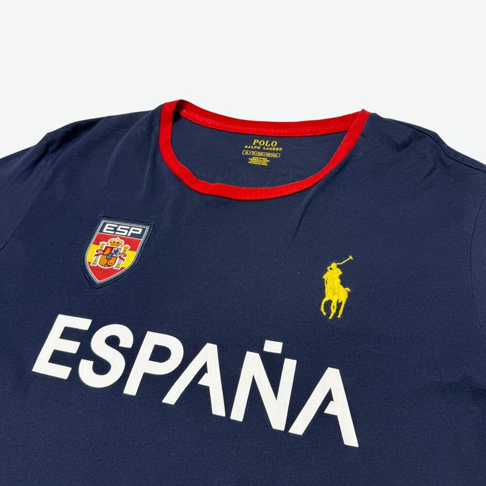Polo Ralph Lauren Spain ESPANA Soccer T Shirt Mens XL Navy Crew Neck
